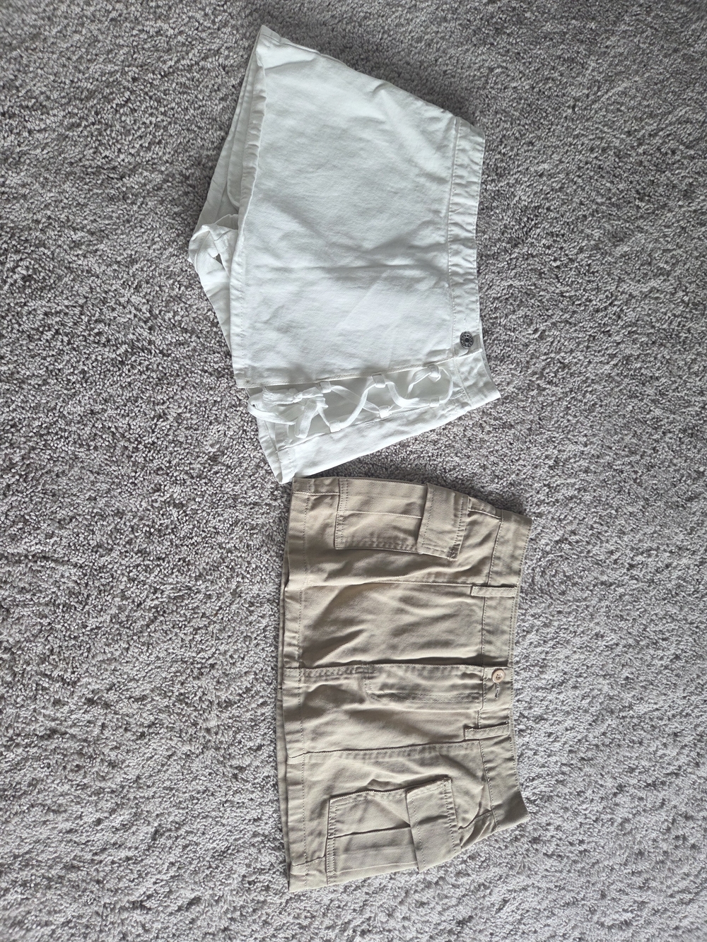 Set of Two Mini Skirts - White Tie & Khaki Utility